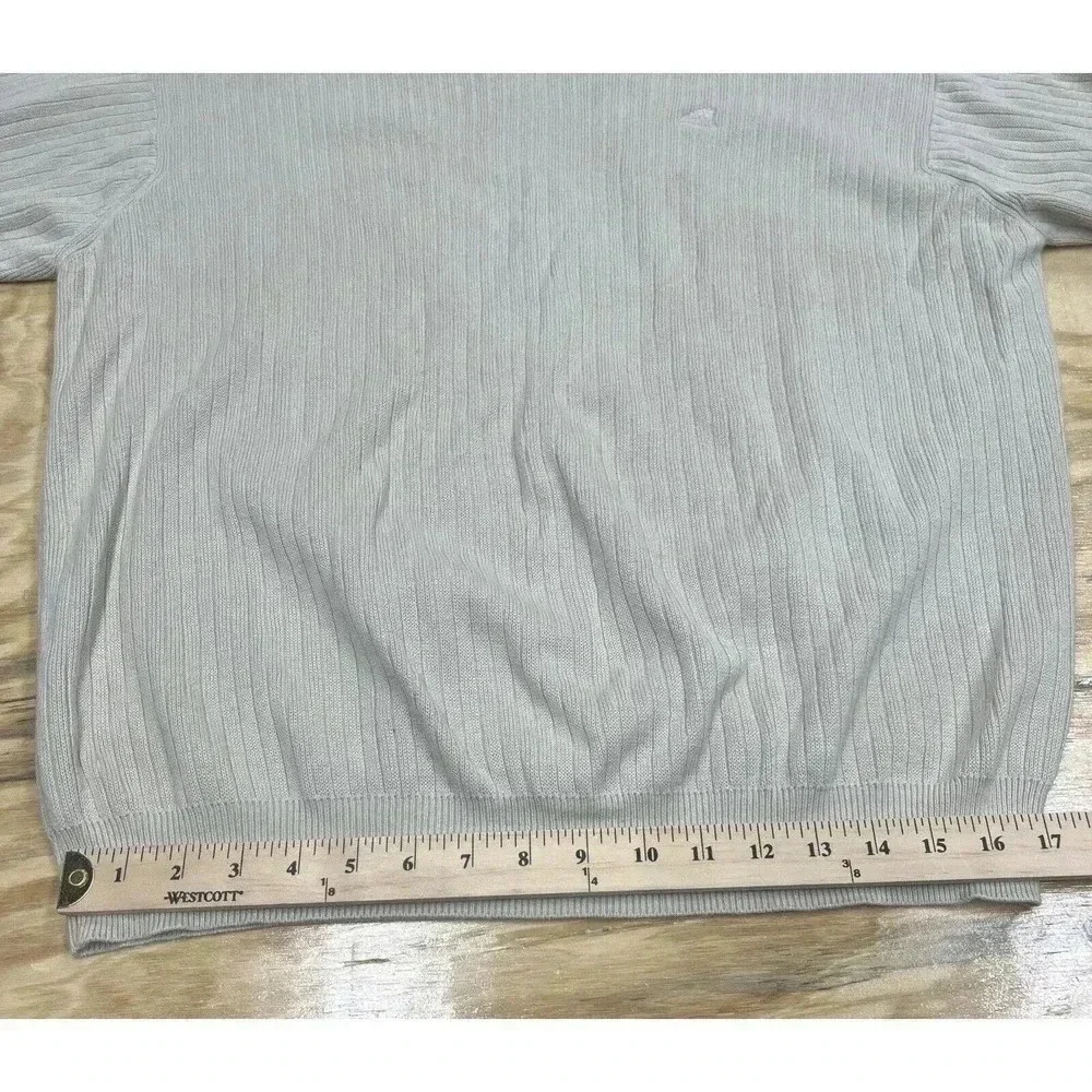 Cutter & Buck Mens XL Ribbed Knit Sweater Beige V Neck Pullover Golf